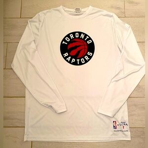 Men’s Large White Long Sleeve Toronto Raptors Silky Shirt Basketball